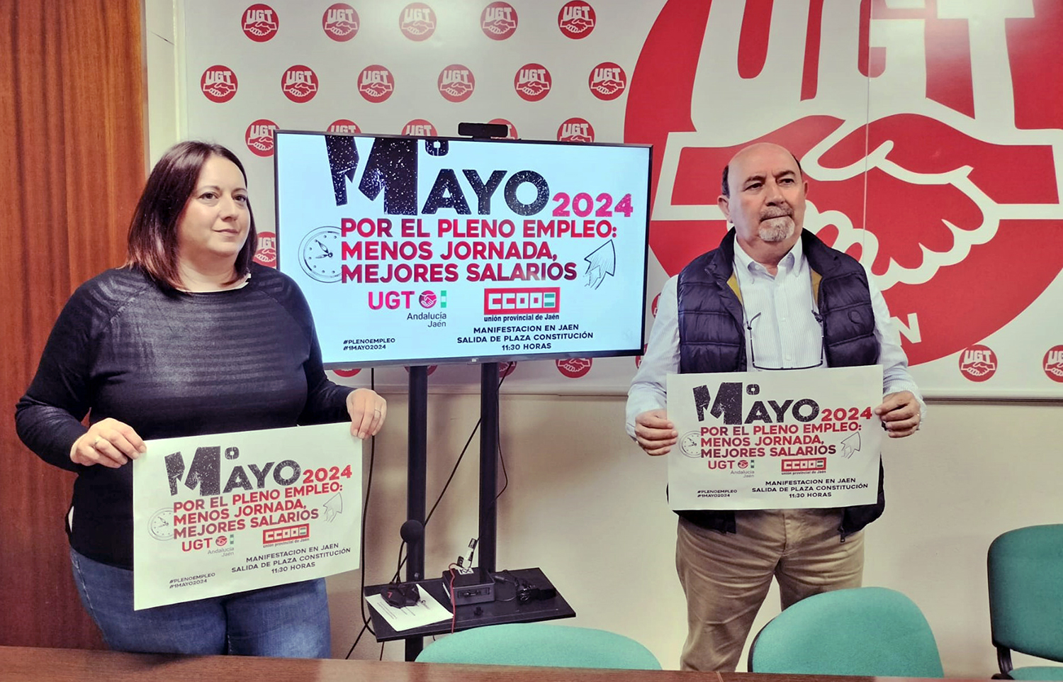 UGT y CCOO llaman a la participación en el Primero de Mayo jienense por el pleno empleo, menor jornada y mejores salarios